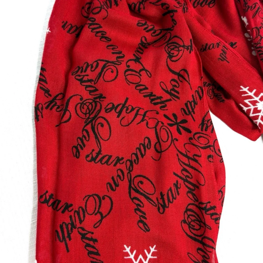 Holiday Red Snowflake Scarf Christmas Joy Peace